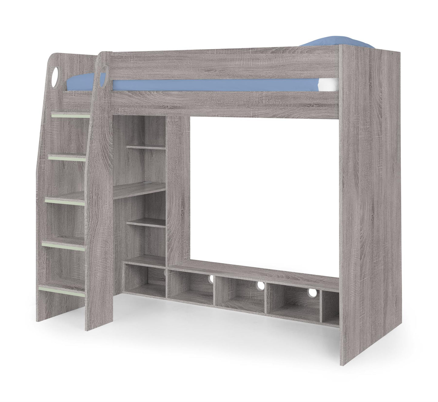 NEBULA GAMING HIGH SLEEPER BUNK BED - GREY OAK