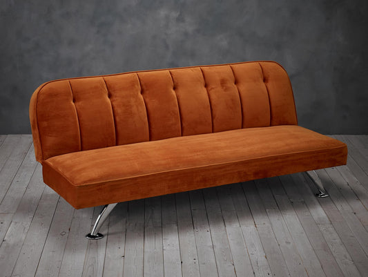 BRIGHTON VELVET SOFA BED - ORANGE