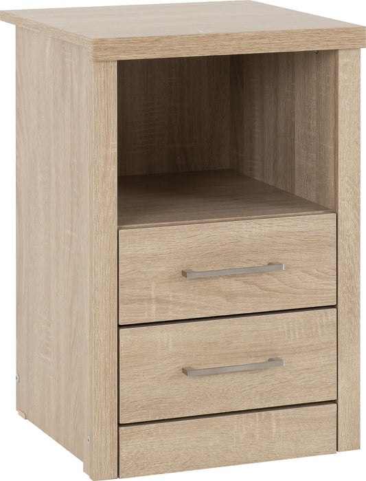 LISBON 2-DRAWER 1 SHELF BEDSIDE TABLE - LIGHT OAK