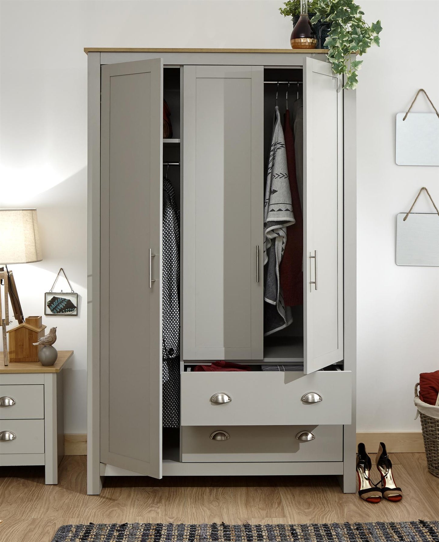 LANCASTER 3 DOOR WARDROBE - GREY