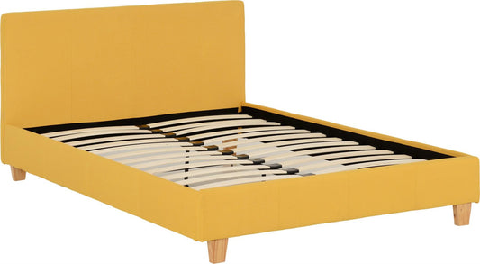 PRADO FABRIC BED - 4FT6 DOUBLE - MUSTARD