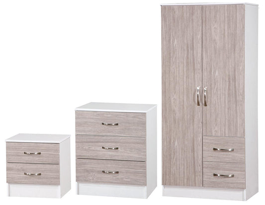 MARINA 3 PIECE BEDROOM SET - GREY OAK/WHITE