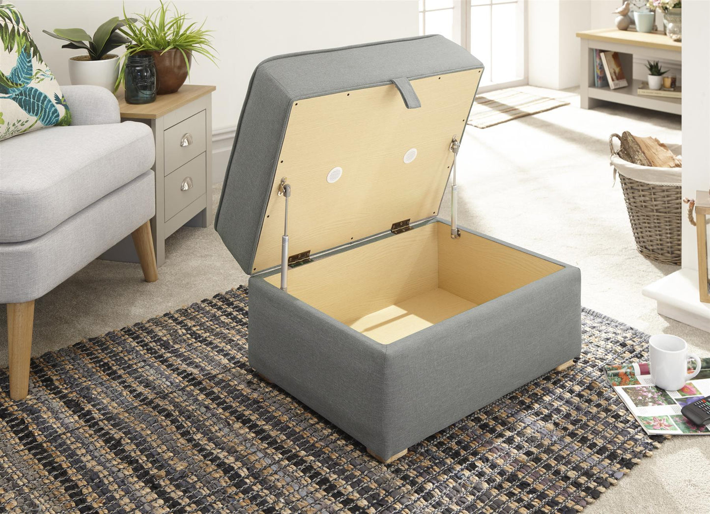 DAUPHINE STORAGE FOOTSTOOL - GREY