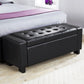 VERONA LEATHER OTTOMAN STORAGE BENCH - BLACK