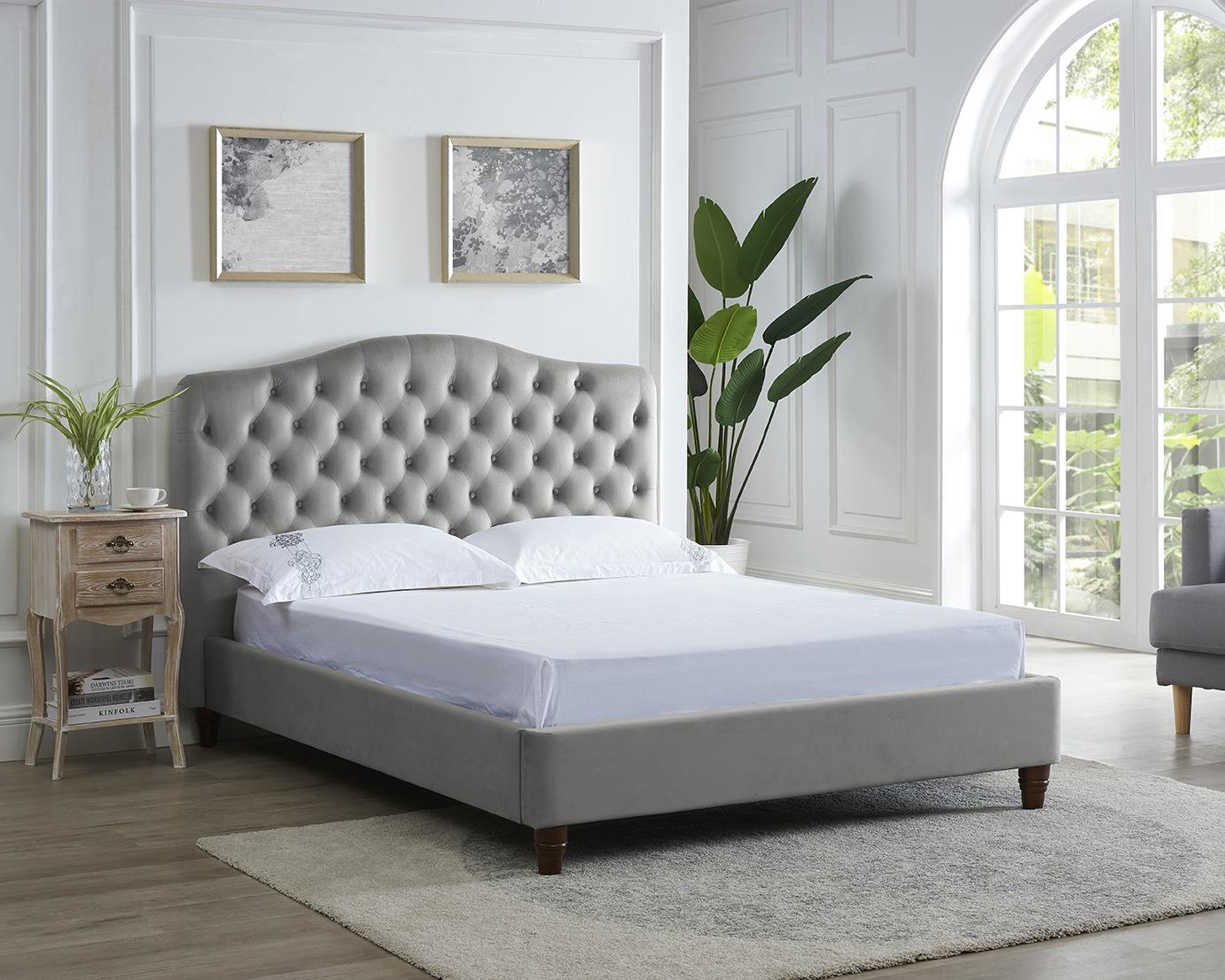 SORRENTO VELVET BED - 4FT6 DOUBLE - CAPPUCCINO