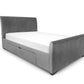 CAPRI LINEN FABRIC 2-DRAWER BED - 5FT KING SIZE - LIGHT GREY