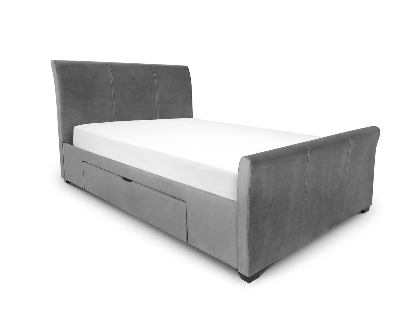 CAPRI LINEN FABRIC 2-DRAWER BED - 5FT KING SIZE - LIGHT GREY