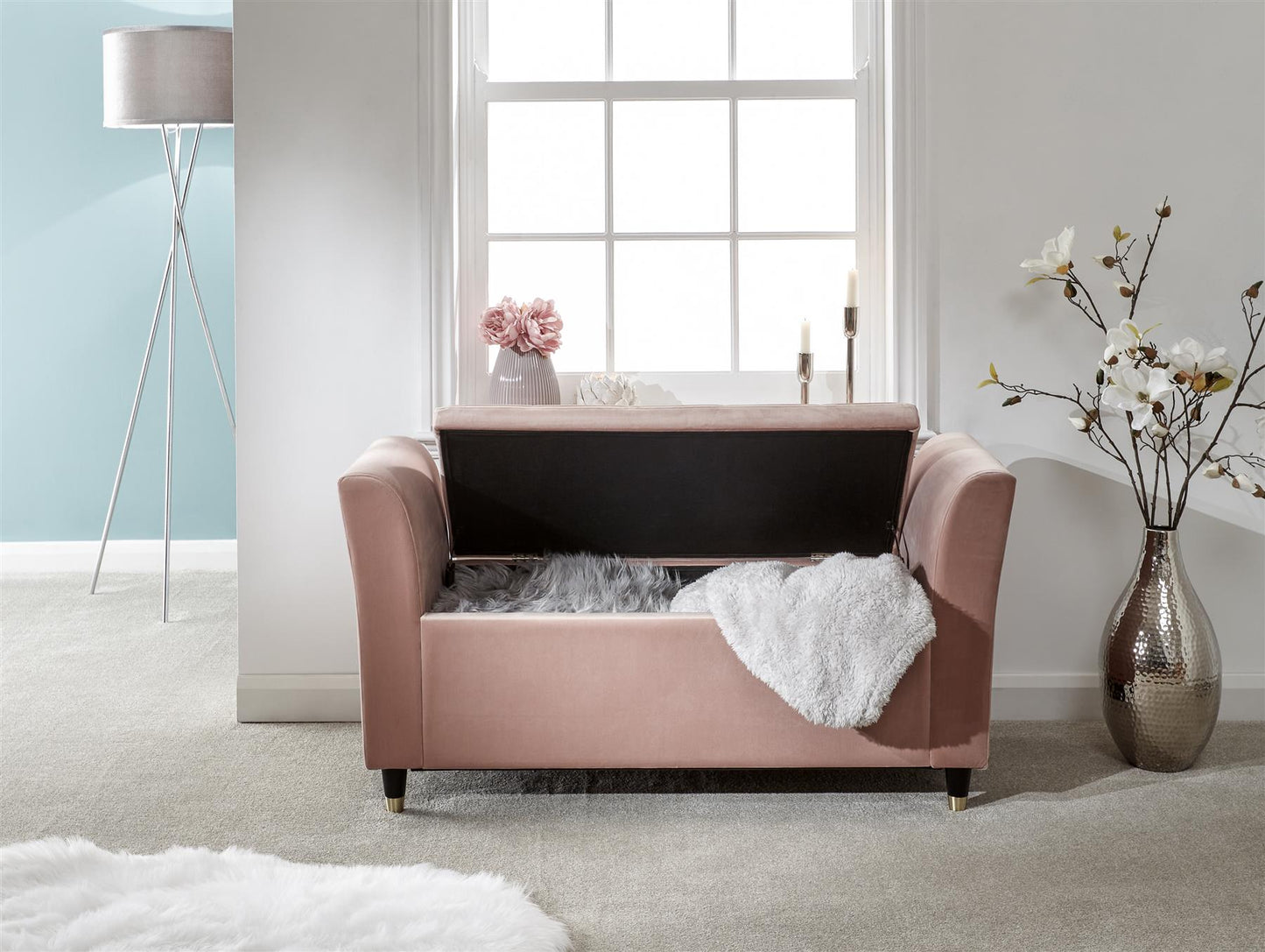 GENOA STORAGE WINDOW SEAT - BLUSH PINK