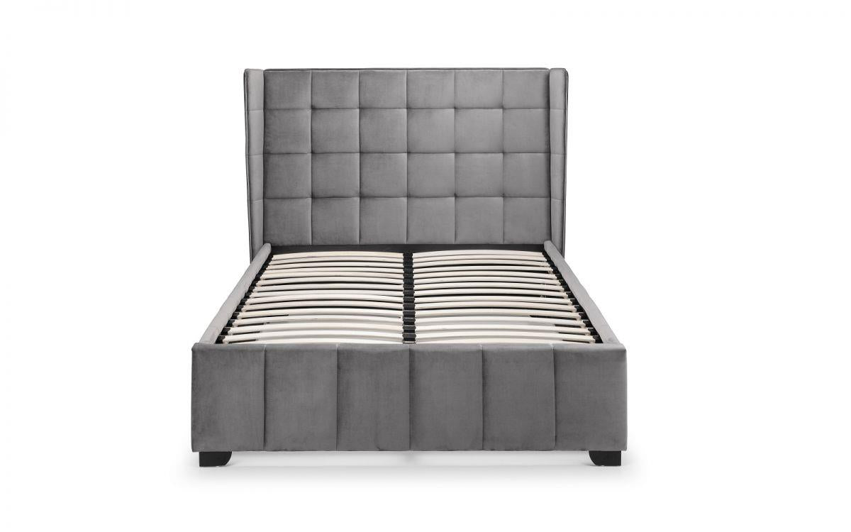 GATSBY VELVET BED - 4FT6" DOUBLE - LIGHT GREY