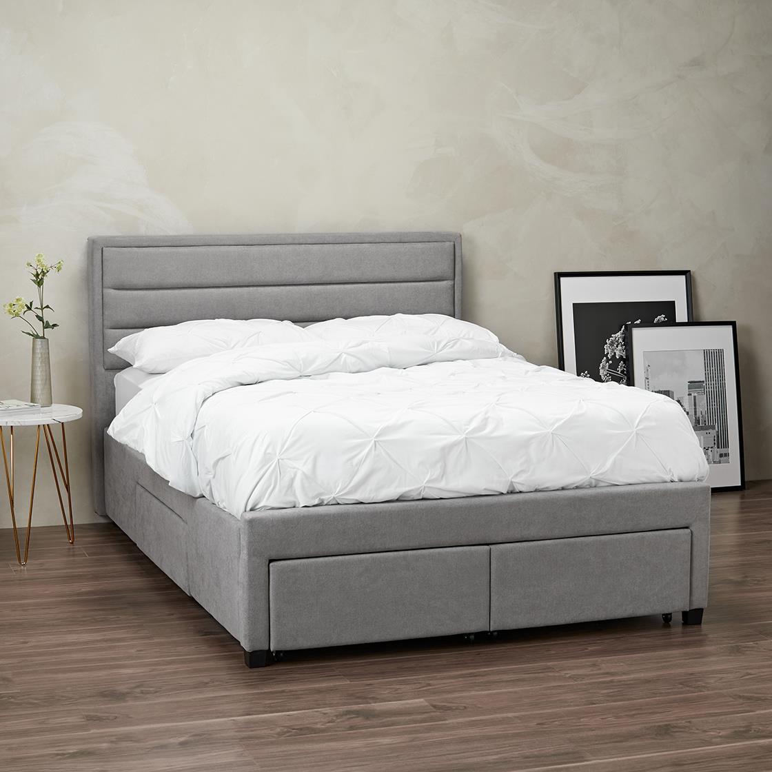 GREENWICH FABRIC 2-DRAWER BED - 4FT6 DOUBLE - GREY