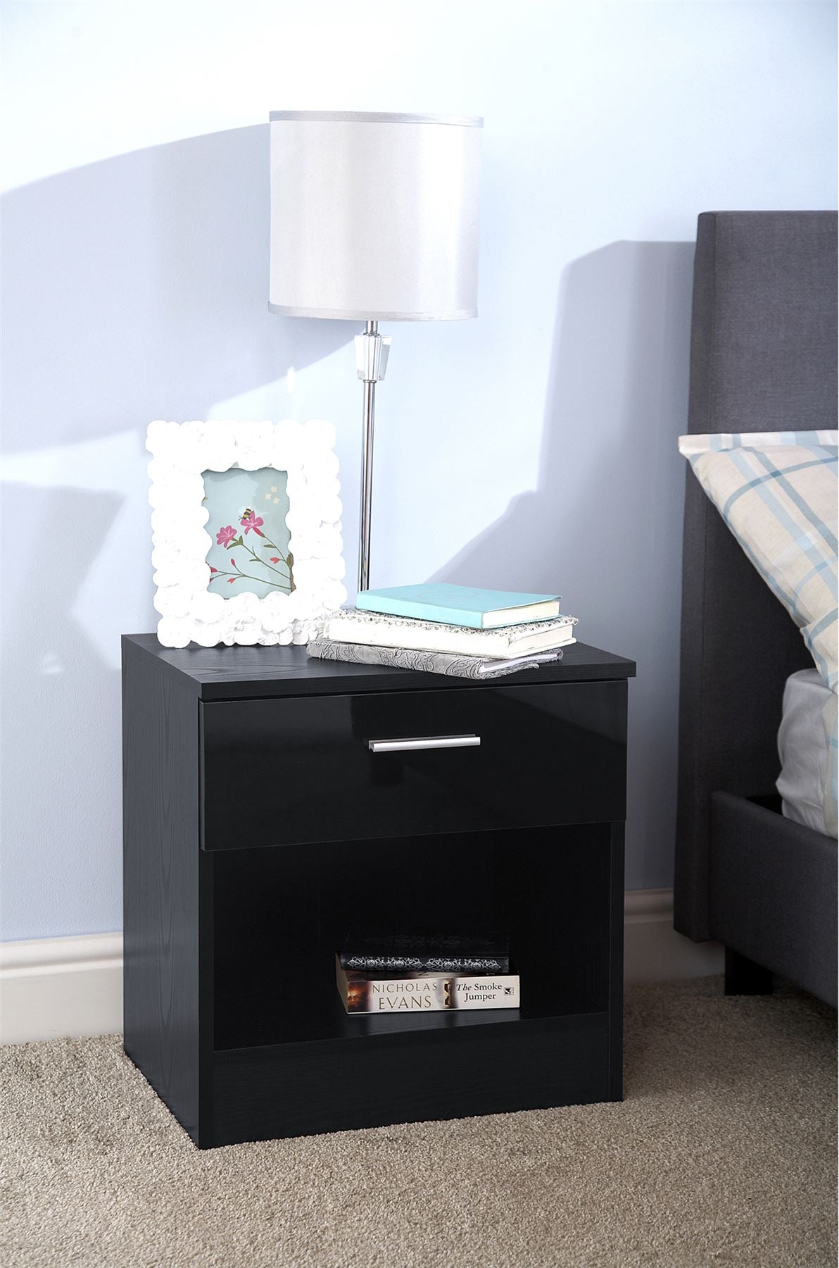 OTTAWA 1-DRAWER BEDSIDE TABLE - BLACK