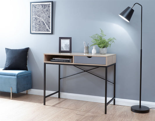 TELFORD COMPUTER DESK - LIGHT OAK/GREY