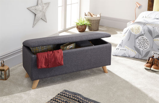 SECRETO OTTOMAN STORAGE BENCH - CHARCOAL GREY