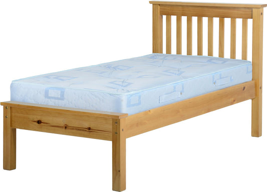 MONACO WOODEN LOWFOOT END BED - 3FT SINGLE - ANTIQUE PINE