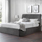 SANDERSON VELVET END LIFT OTTOMAN BED - 6FT SUPER KING SIZE - GREY