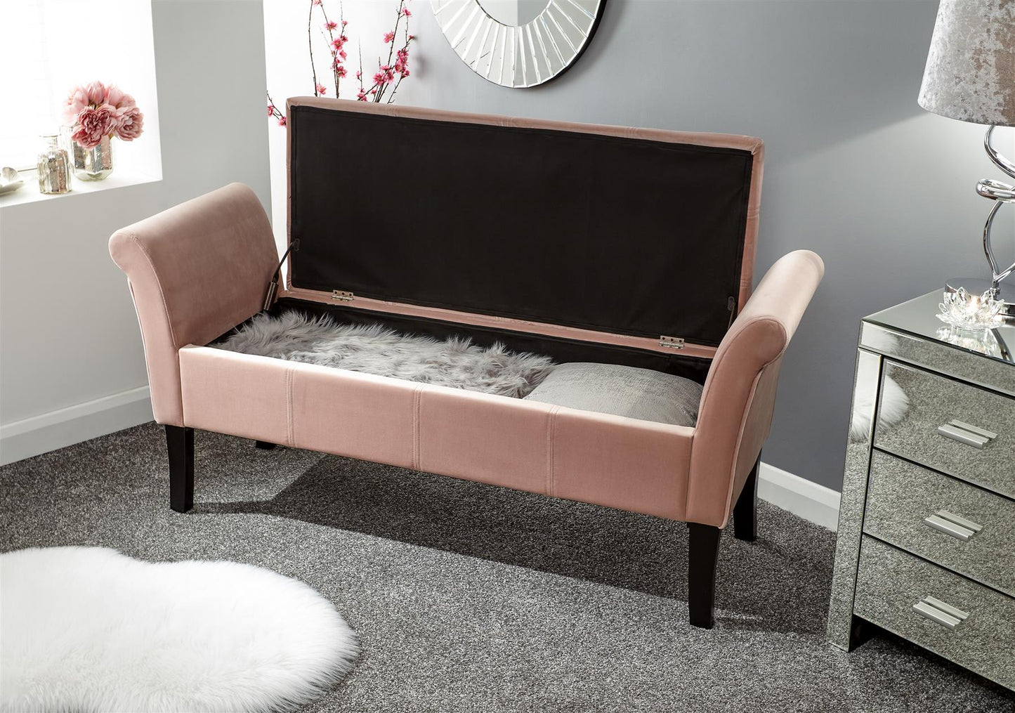 OSBOURNE STORAGE WINDOW SEAT - BLUSH PINK