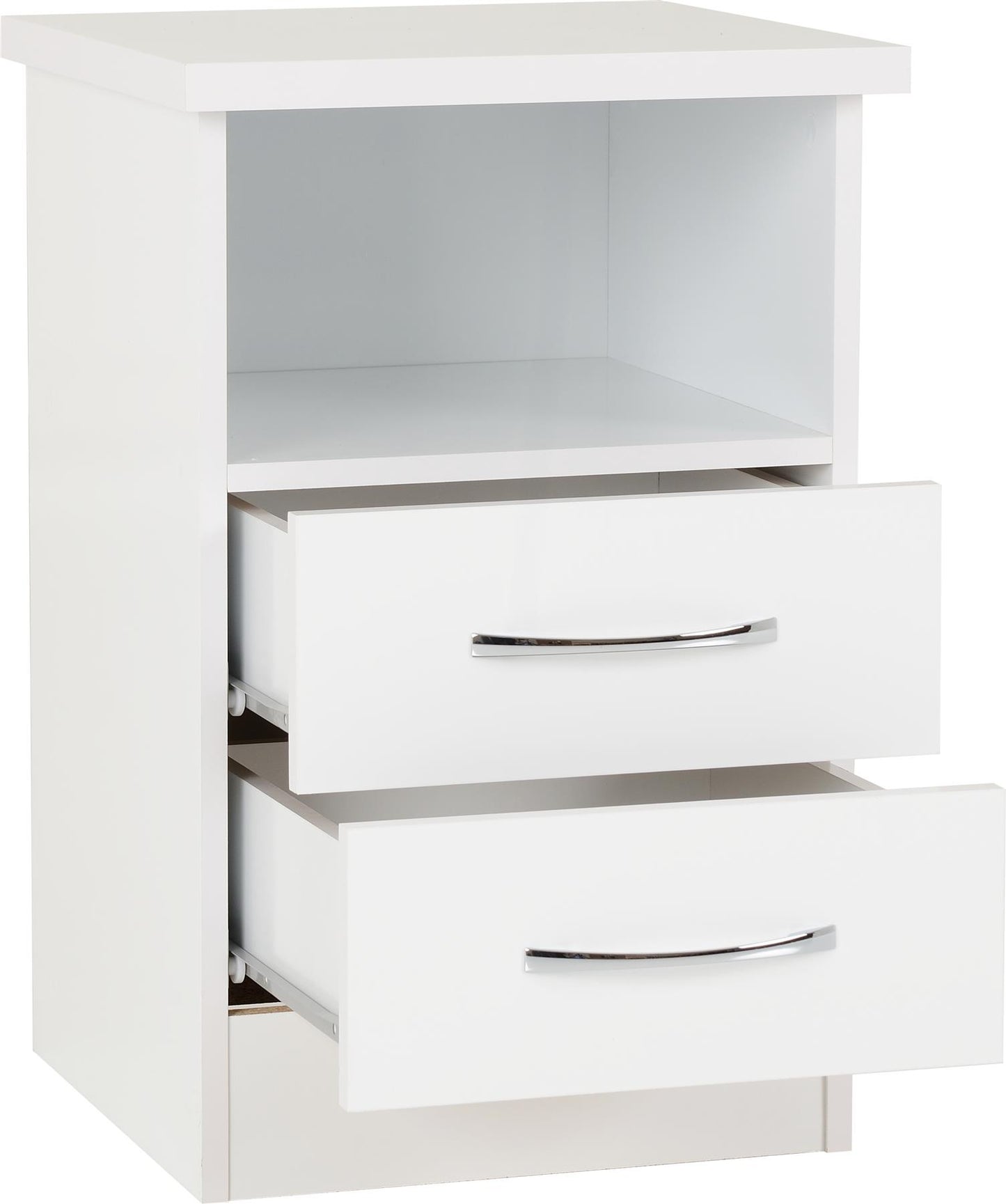 NEVADA 2-DRAWER BEDSIDE TABLE - WHITE