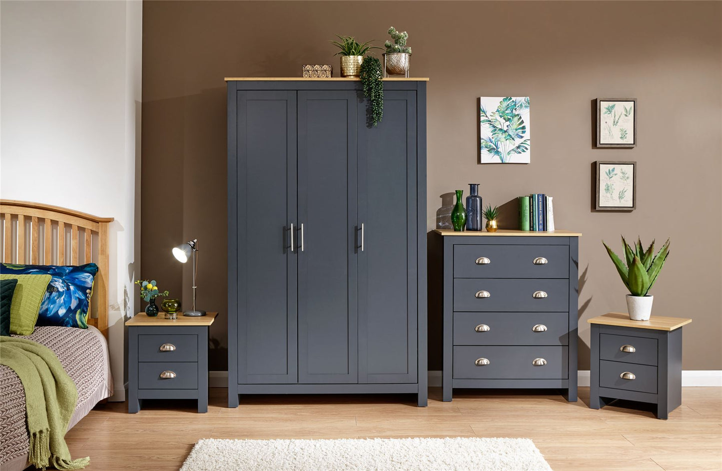 LANCASTER 4 PIECE BEDROOM SET - SLATE BLUE