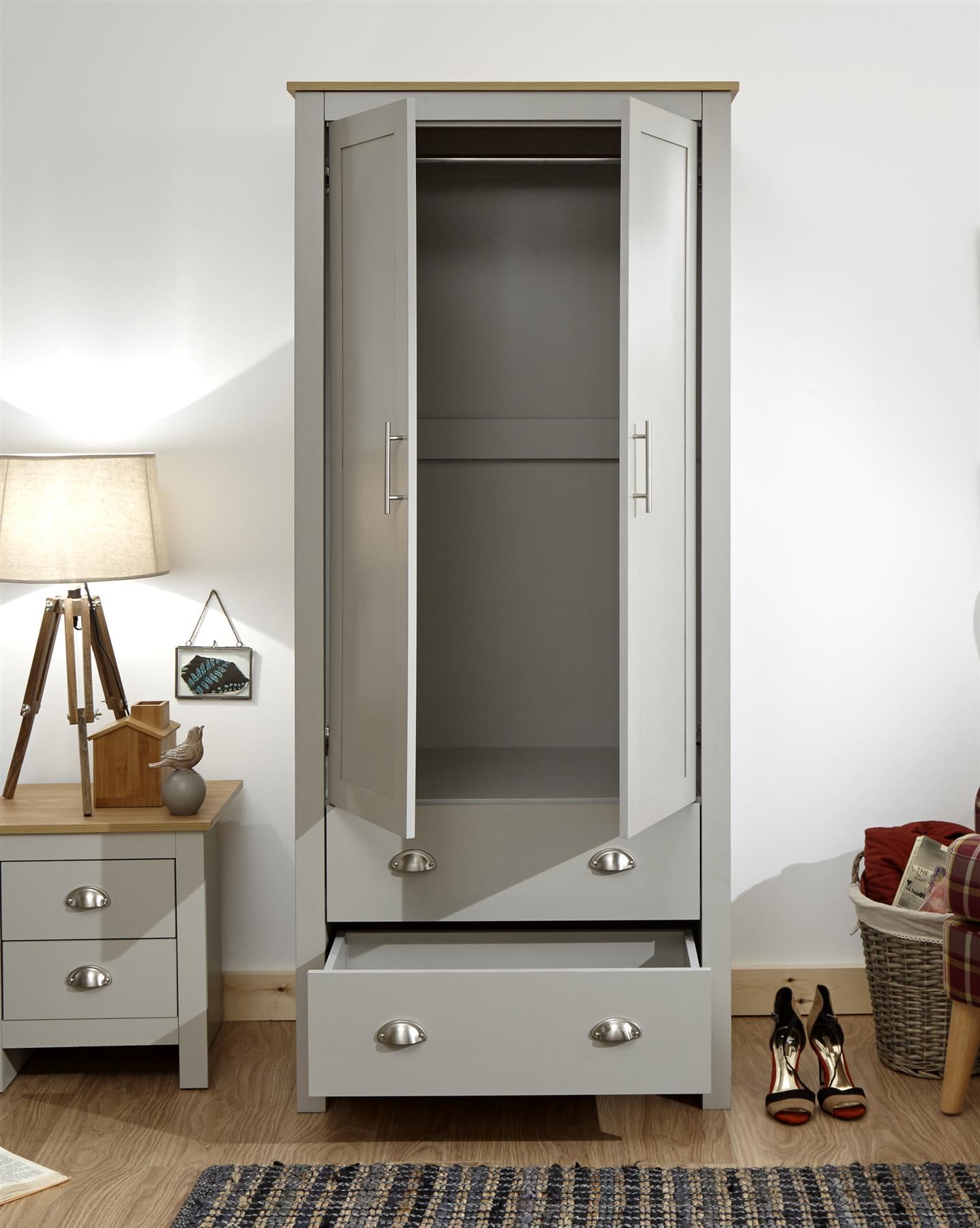 LANCASTER 2 DOOR WARDROBE - GREY