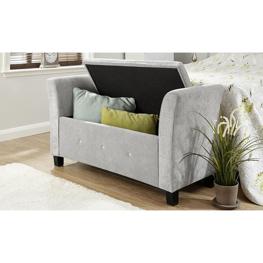 VERONA CHENILLE STORAGE WINDOW SEAT - SILVER