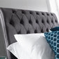 VALENTINO VELVET BED - 6FT SUPER KING SIZE - GREY