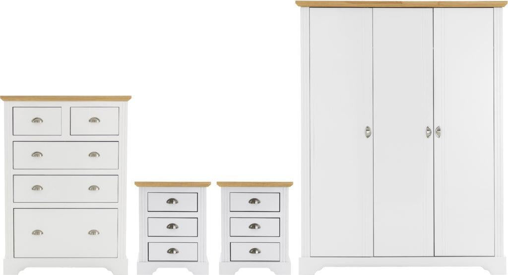 TOLEDO 4 PIECE BEDROOM SET - WHITE/OAK