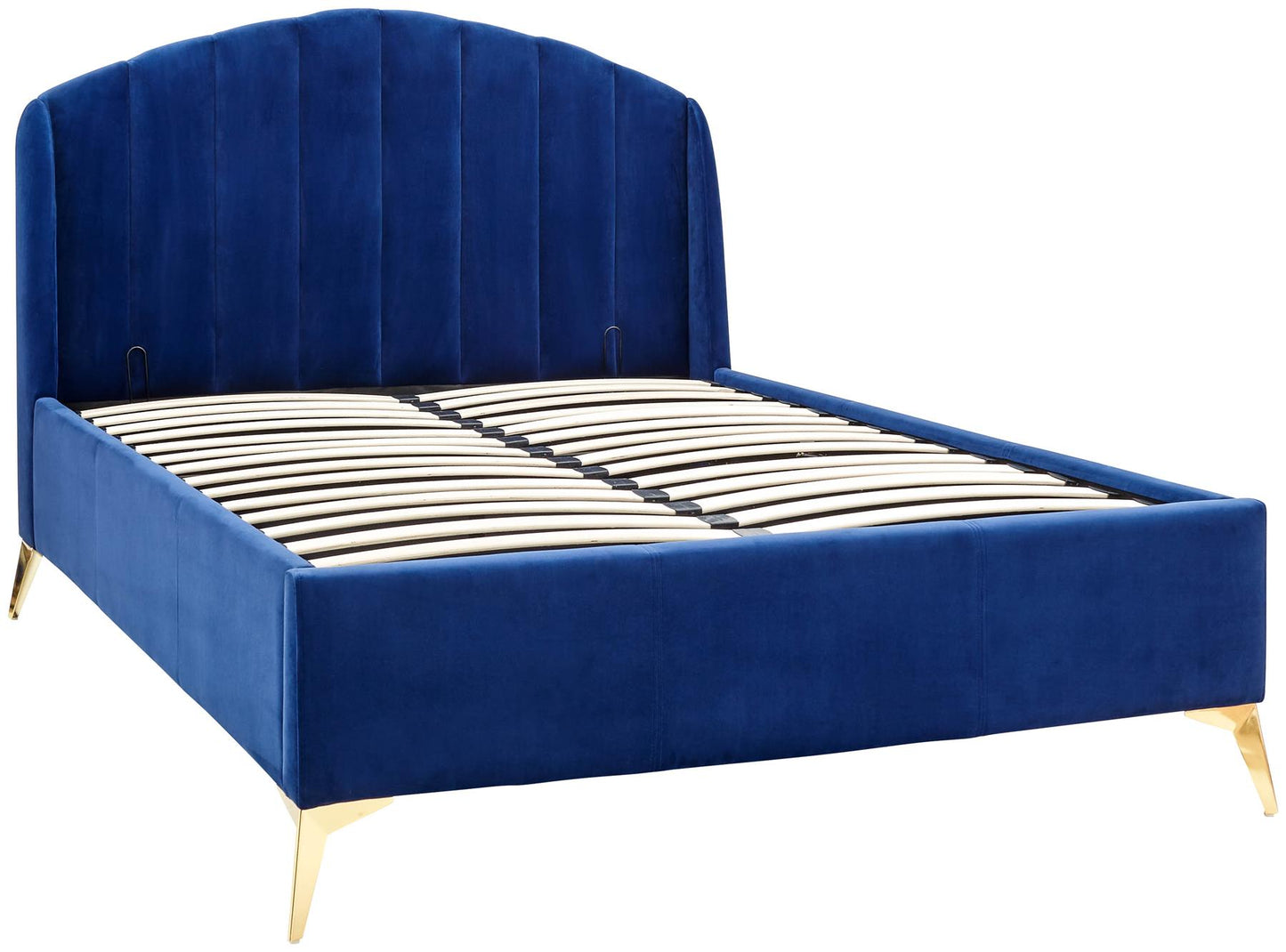 PETTINE VELVET END LIFT OTTOMAN BED - 5FT KING SIZE - ROYAL BLUE