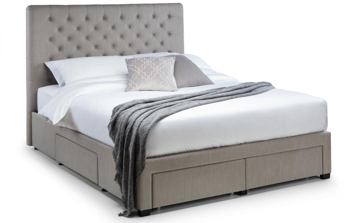 WILTON LINEN FABRIC 4-DRAWER BED - 5FT KING SIZE - GREY