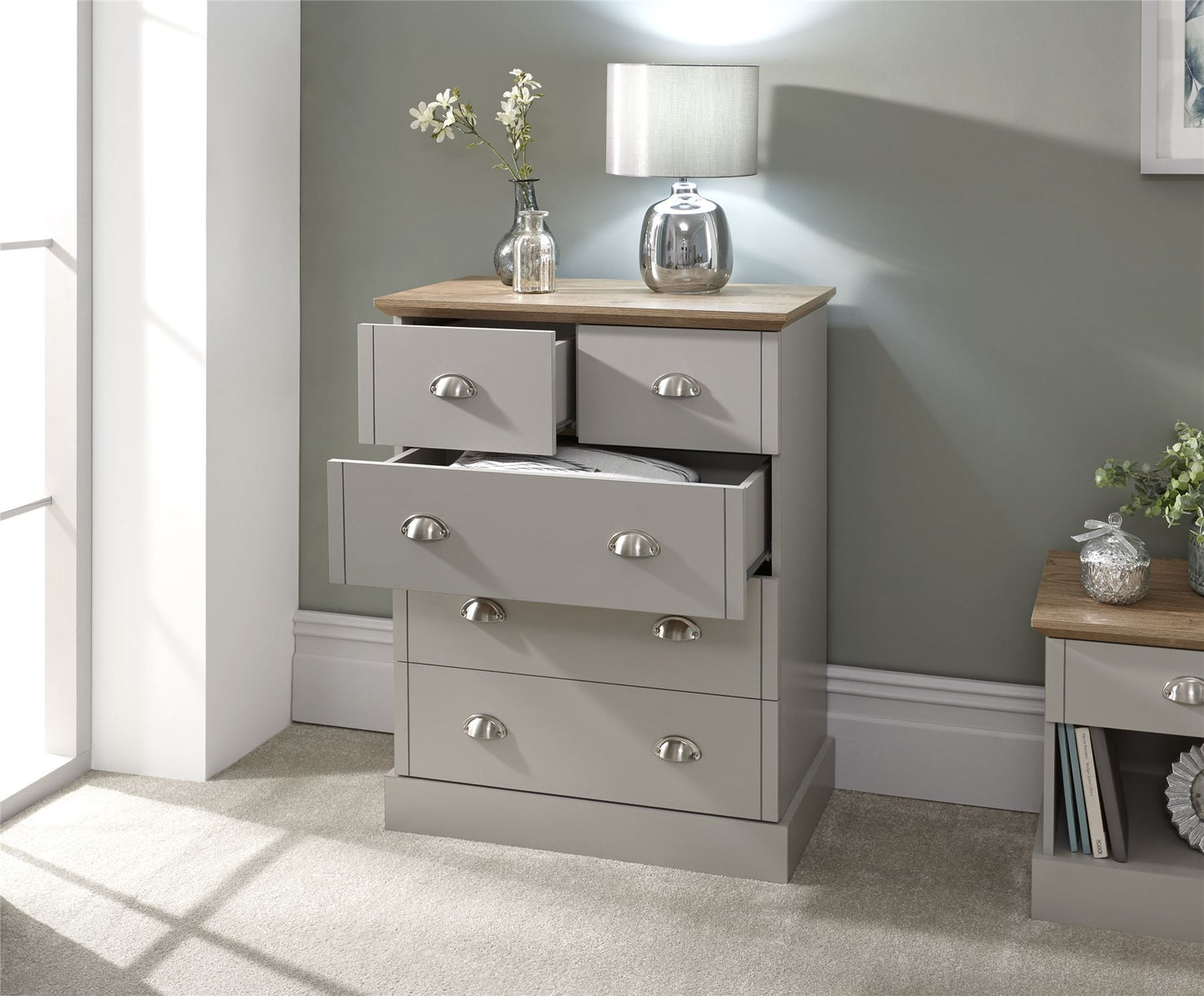 KENDAL 3+2 DRAWER CHEST - GREY