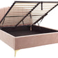 PETTINE VELVET END LIFT OTTOMAN BED - 5FT KING SIZE - BLUSH PINK