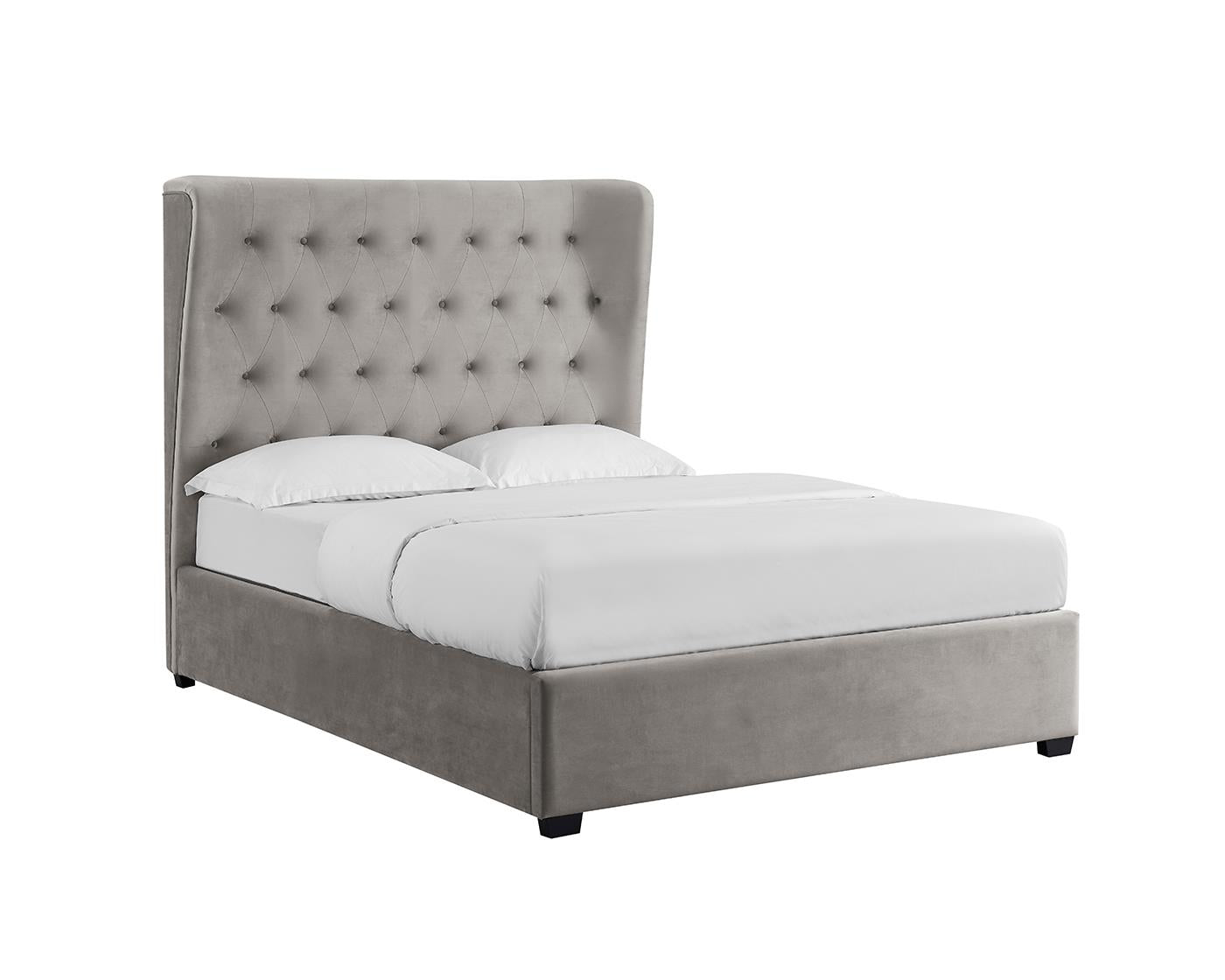 BELGRAVIA FABRIC END LIFT OTTOMAN BED - 6FT SUPER KING SIZE - GREY