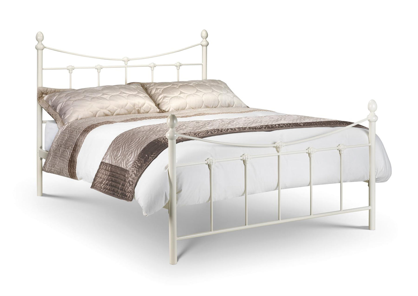 REBECCA METAL BED - 5FT KING SIZE - STONE WHITE