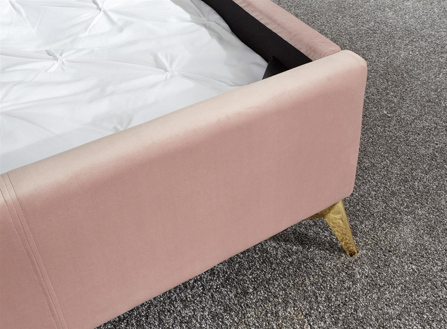 PETTINE VELVET END LIFT OTTOMAN BED - 4FT6 DOUBLE - BLUSH PINK