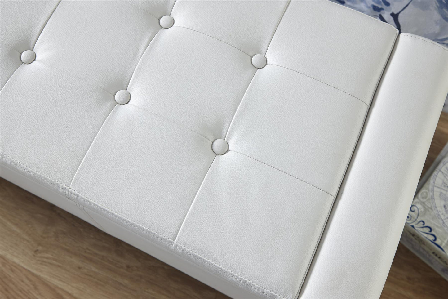 VERONA LEATHER OTTOMAN STORAGE BENCH - WHITE