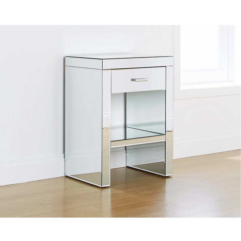 VENETIAN 1-DRAWER BEDSIDE TABLE - MIRROR FINISH