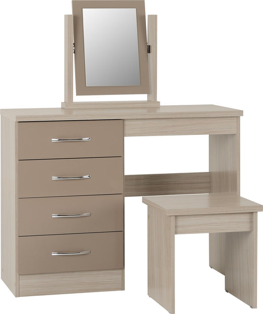 NEVADA DRESSING TABLE SET - OYSTER/LIGHT OAK