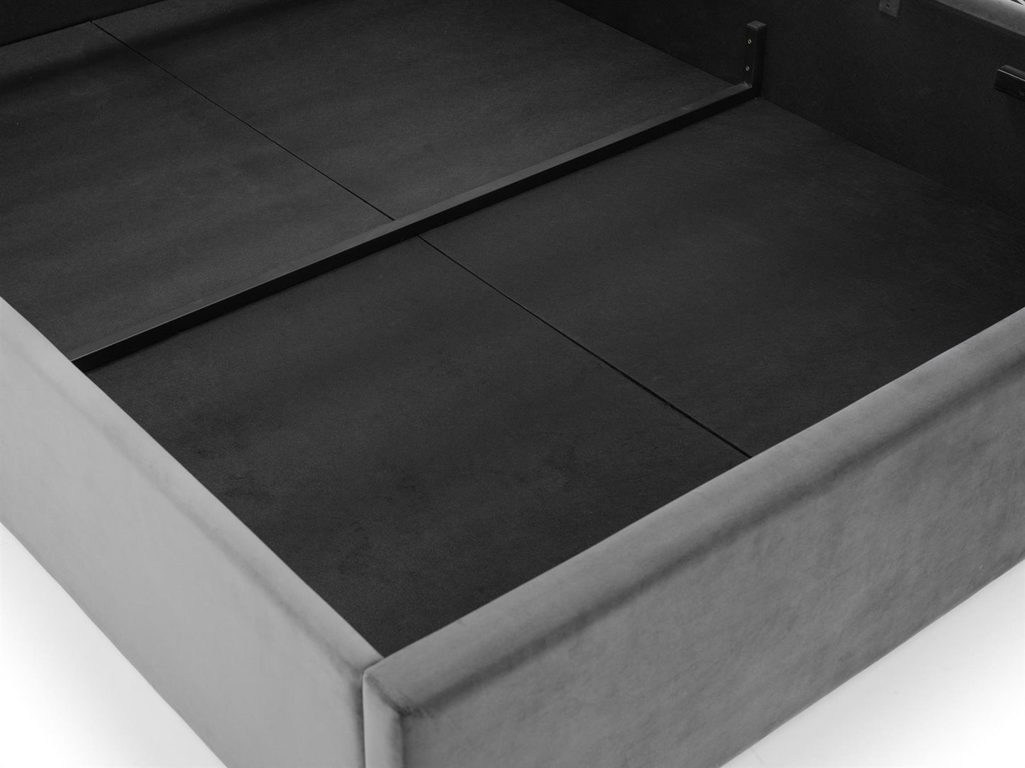 SANDERSON VELVET END LIFT OTTOMAN BED - 6FT SUPER KING SIZE - GREY