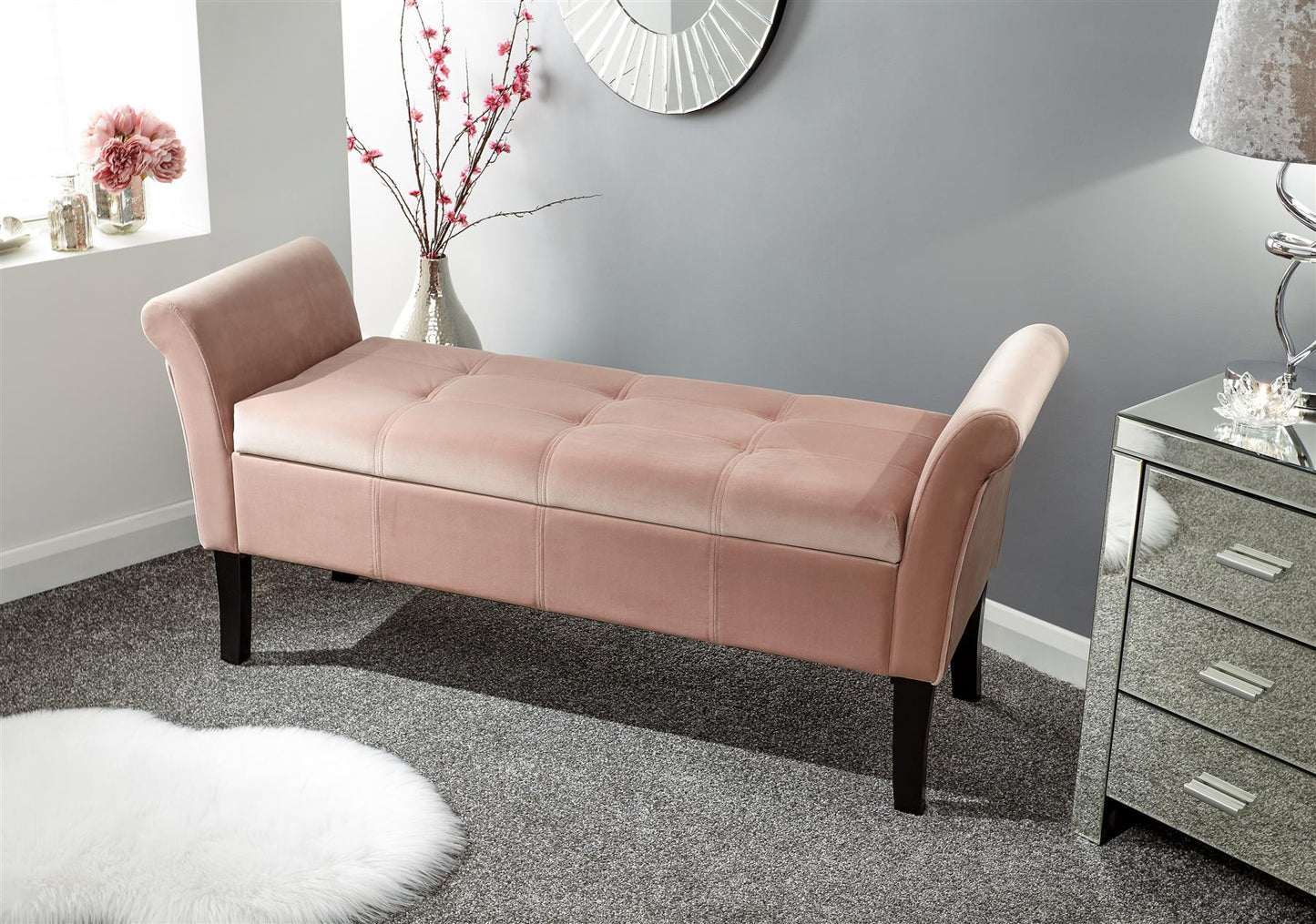 OSBOURNE STORAGE WINDOW SEAT - BLUSH PINK