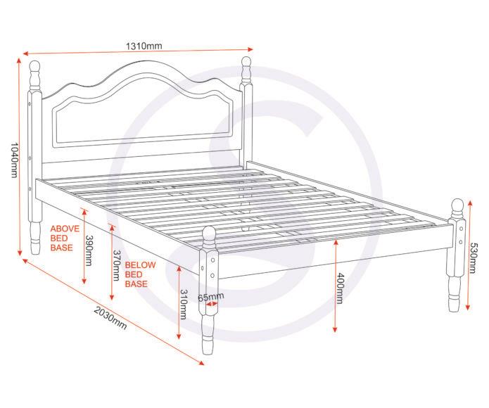 SOL WOODEN BED - 4FT SMALL DOUBLE - ANTIQUE PINE