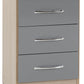 NEVADA 3-DRAWER BEDSIDE TABLE - GREY/LIGHT OAK