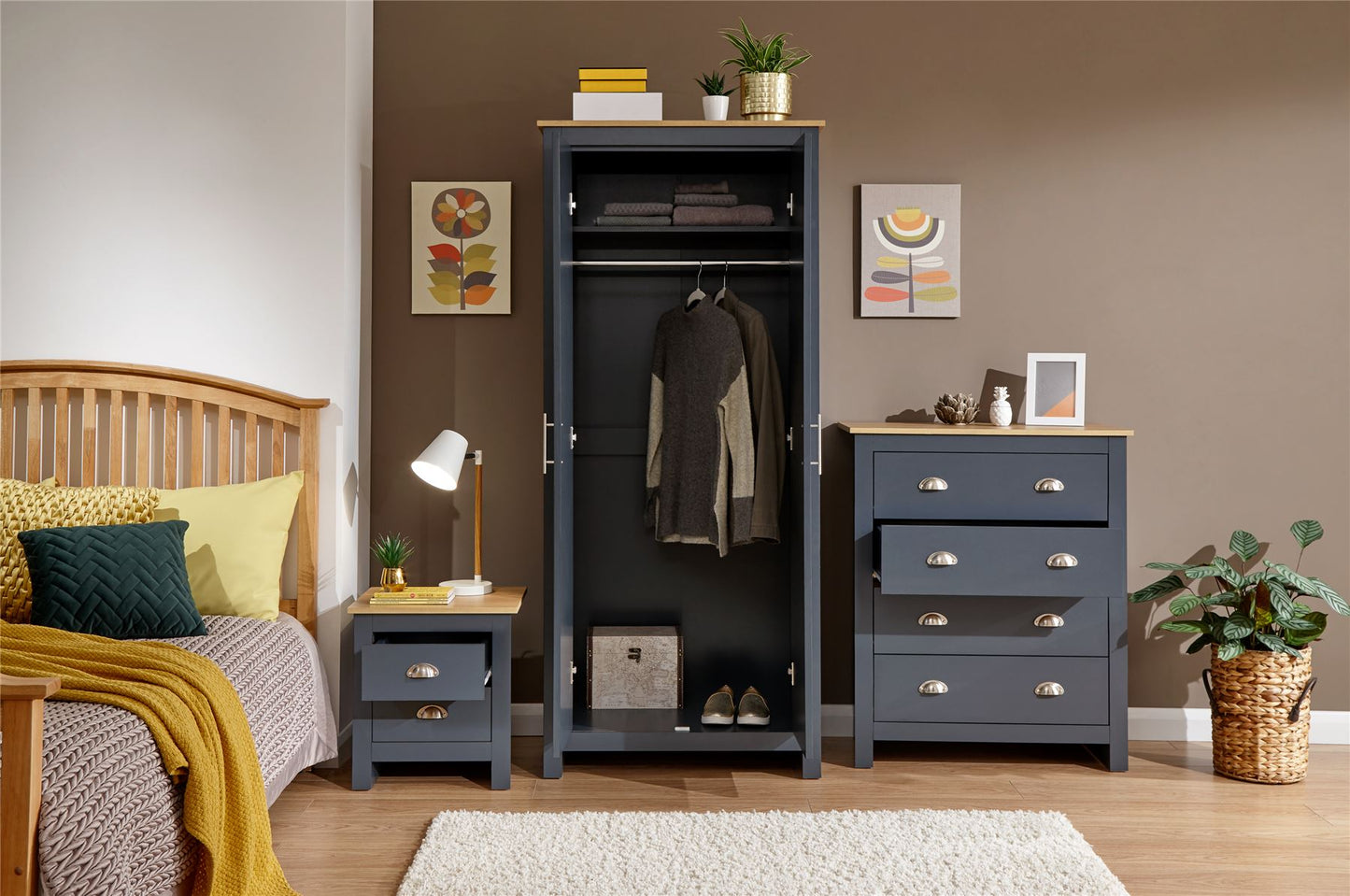 LANCASTER 3 PIECE BEDROOM SET - SLATE BLUE