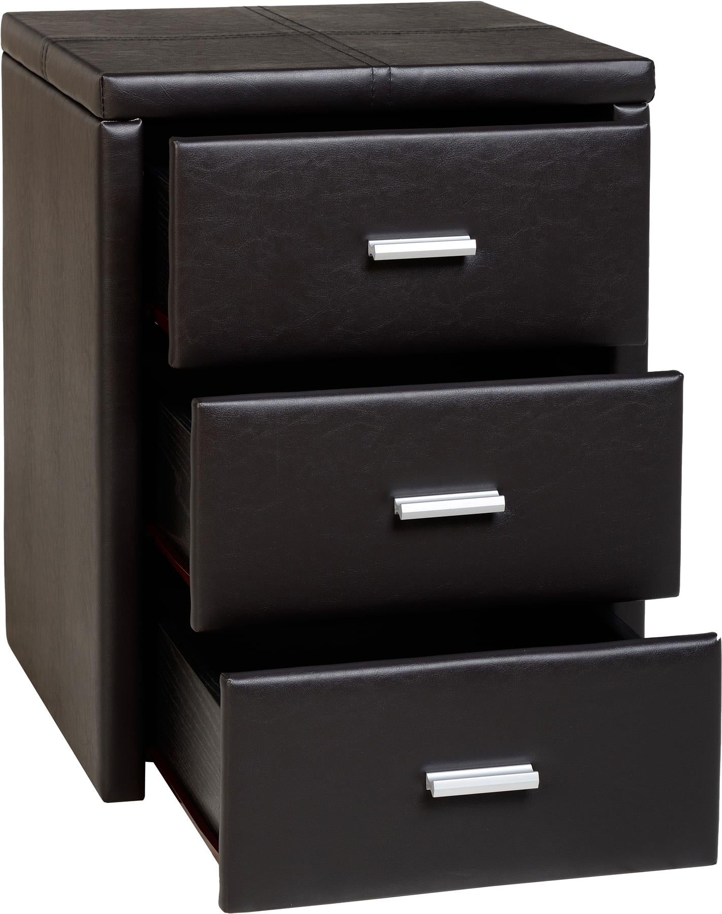 PRADO 3-DRAWER BEDSIDE TABLE - BROWN