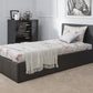 FAUX LEATHER END LIFT OTTOMAN BED - 3FT SINGLE - BLACK