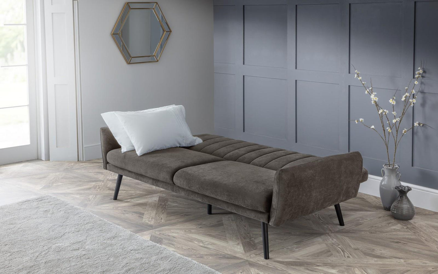 AFINA VELVET SOFA BED - GREY