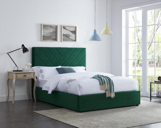 ISLINGTON VELVET BED - 5FT KING SIZE - GREEN