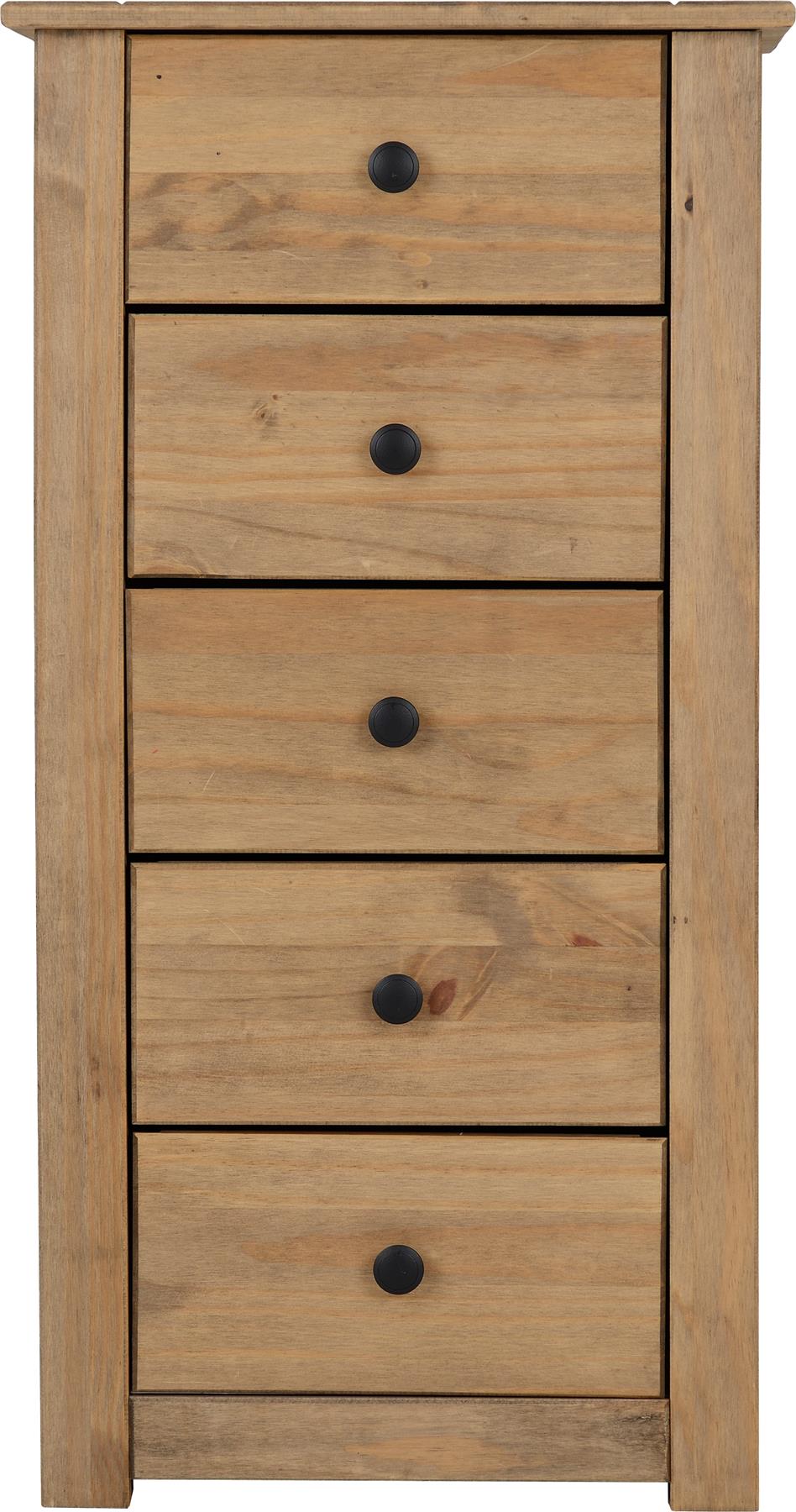 PANAMA 5 DRAWER CHEST - NATURAL WAX