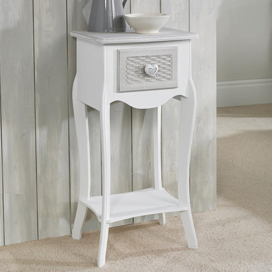 BRITTANY 1-DRAWER BEDSIDE TABLE - WHITE/GREY