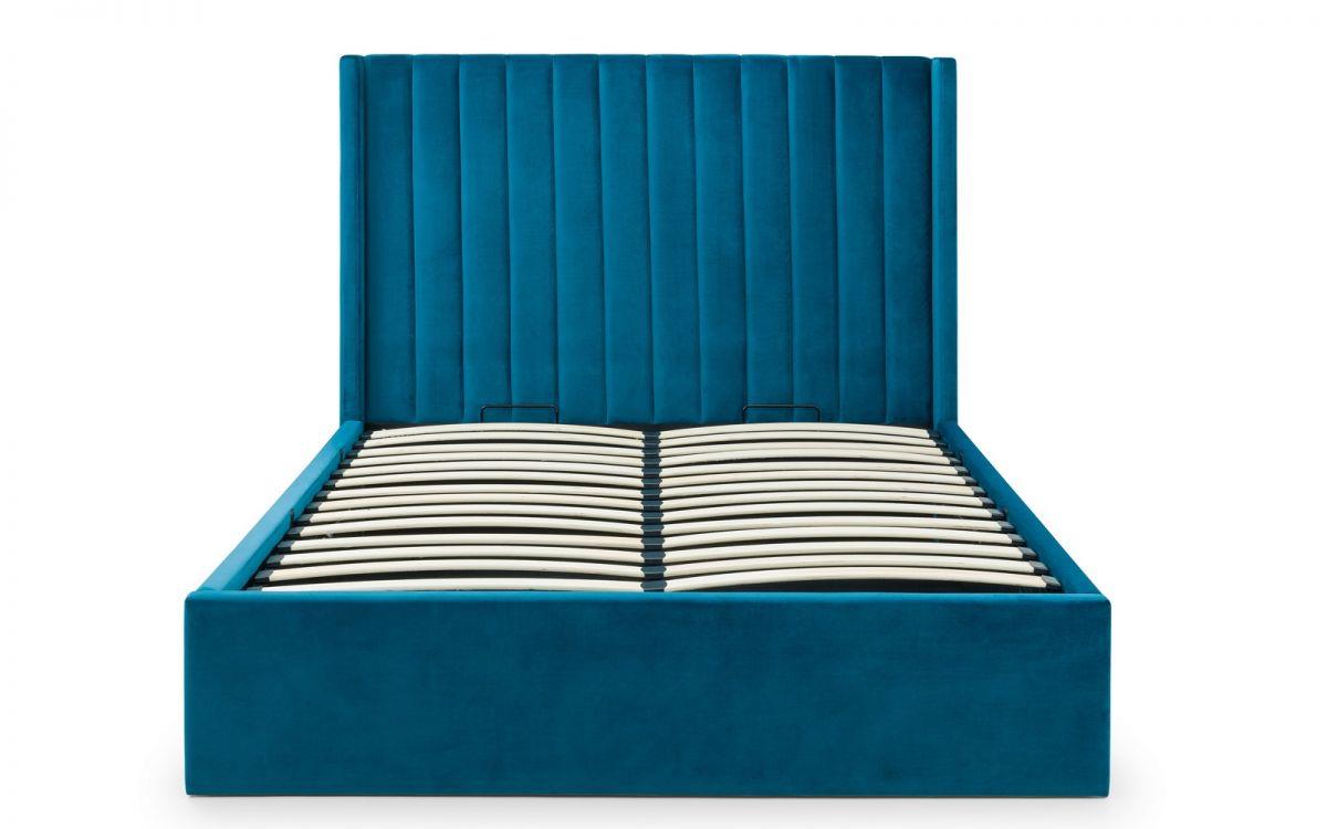 LANGHAM VELVET END LIFT OTTOMAN BED - 6FT SUPER KING SIZE - TEAL