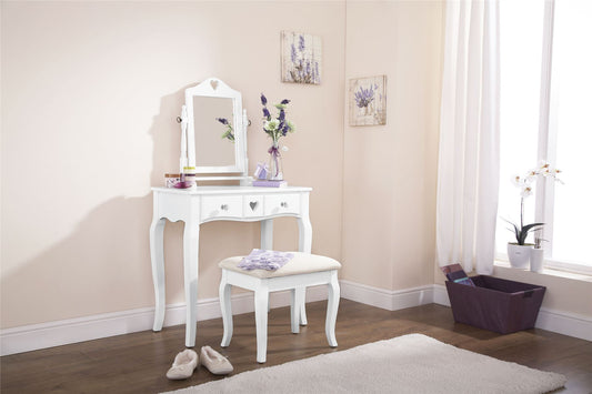 HEART DRESSING TABLE SET - WHITE