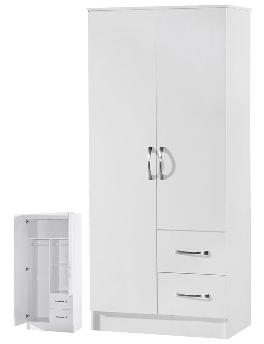 MARINA 2 DOOR COMBINATION WARDROBE - WHITE